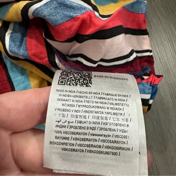 Guess Bright Multicolor Striped High Rise Tie Waist ShortsSize XL - Picture 6 of 9